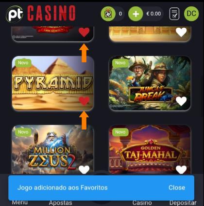 Placard app favoritos de casino