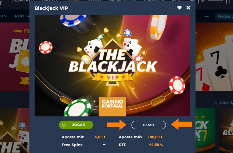 Experimentar a versão demo no Casino Portugal
