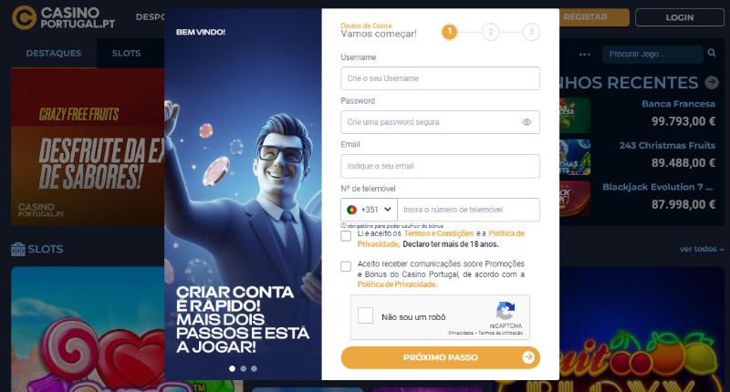 Ativar código promocional no Casino Portugal