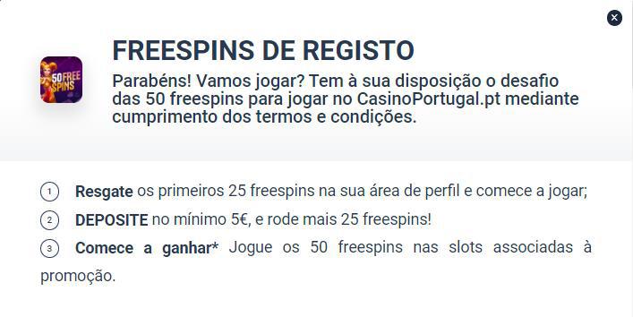 Freespins de registo no Casino Portugal
