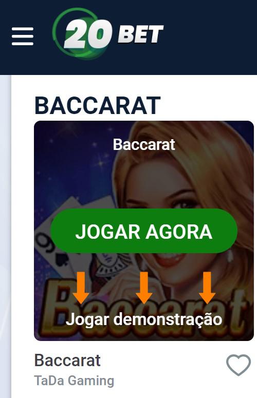 Bacará grátis no 20bet casino