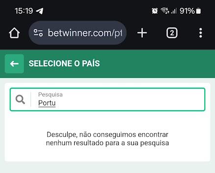 Betwinner moblie escolher a localização