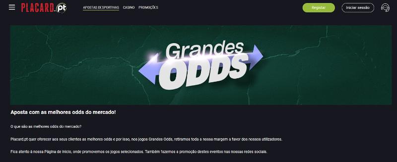 odds desportivas no Placard