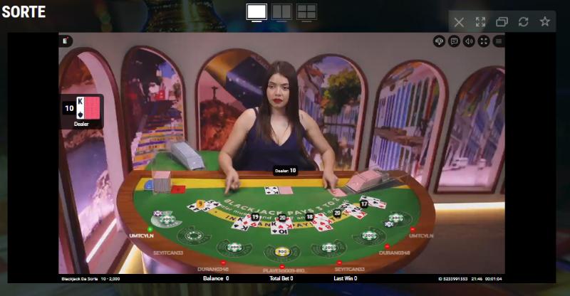 Blackjack da sorte no casino ao vivo da 22bet