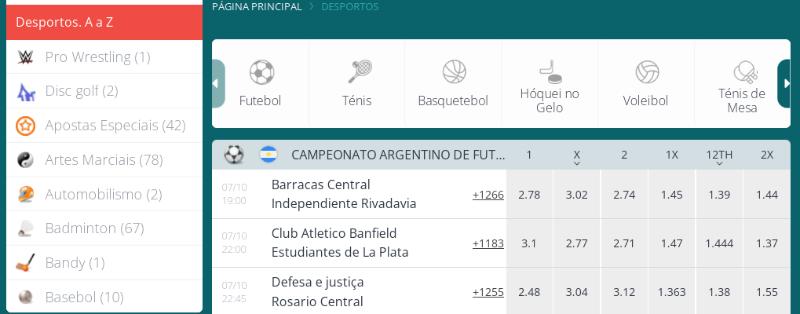 Desportos e modalidades disponíveis na 22bet