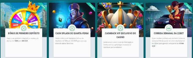 Todos os bónus do casino 22bet