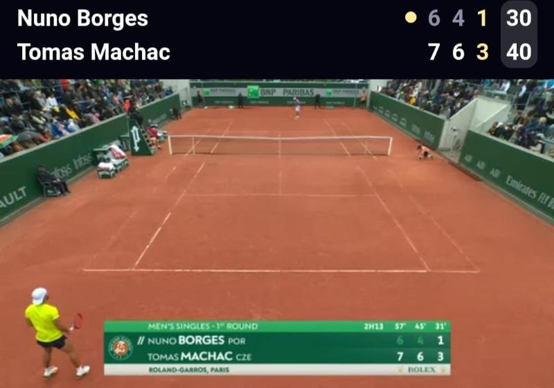 Live stream de uma partida de tenis