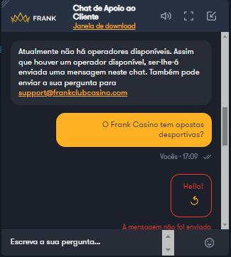 Frank Casino chat ao vivo