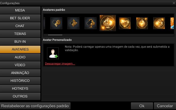 Configurações ESC Online Poker