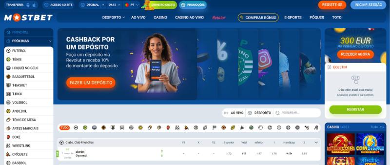 Mostbet: depósito com Revolut