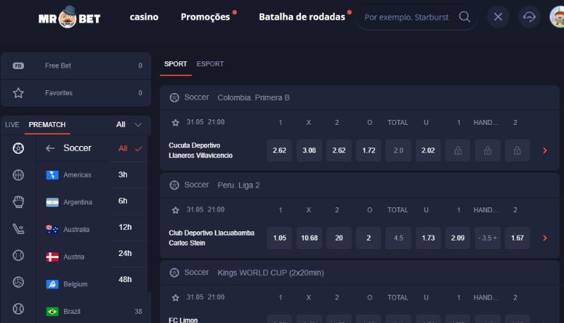 Mr Bet calendário de eventos