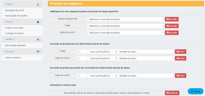 Limites de apostas e autoexclusão na Goalbet