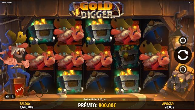 Pagamento do prémio na slot Gold Digger