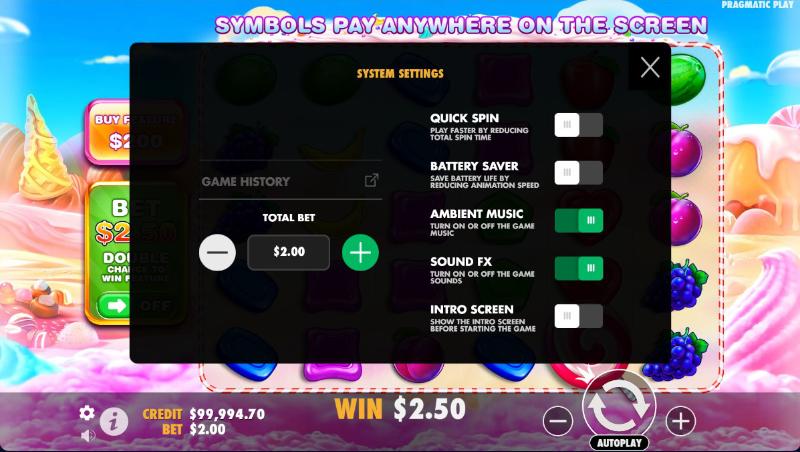 Efeitos sonoros da slot Sweet Bonanza