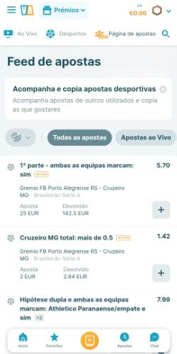 Vem apostar app feed de apostas desportivas