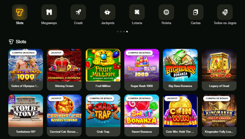 Slot machines disponíveis no casino CashWin