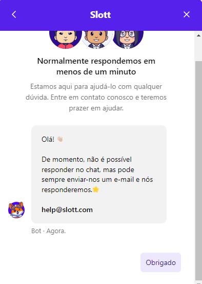 Chat ao vivo indisponível no slott Casino