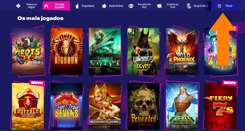 Filtros de pesquisa do casino RoySpins