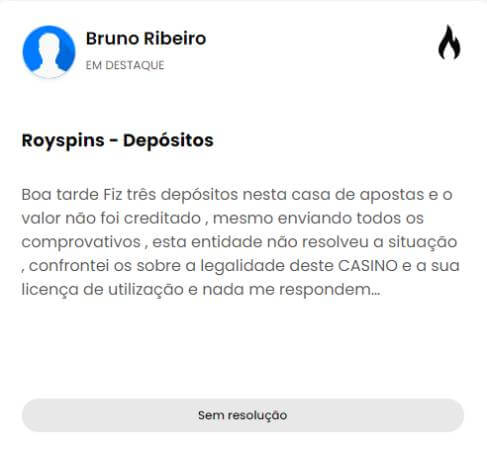 Sugestão de um utilizador a respeito do Casino RoySpins