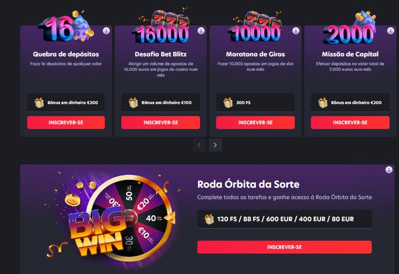 1Red Casino missões e roda órbita da sorte