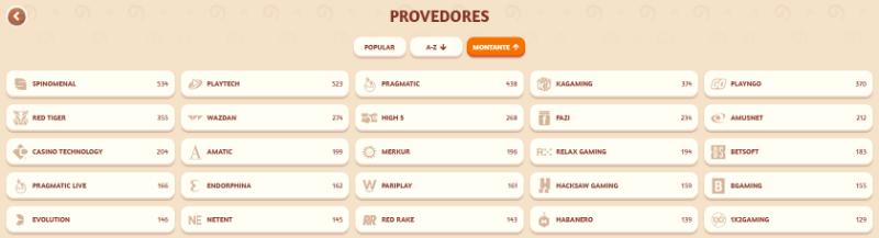 BillyBets casino filtros de provedores