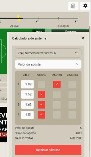 Calculadora de sistema apostas 1GO