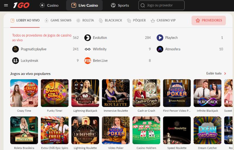 Jogos ao Vivo Casino 1GO