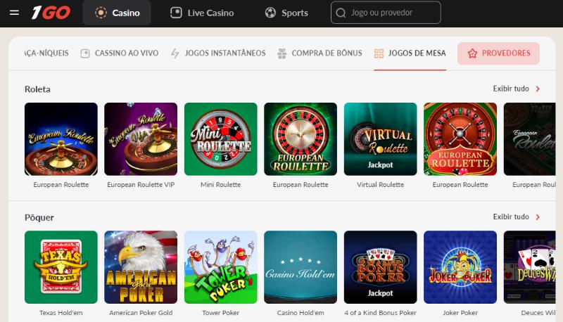 Jogos de Mesa casino 1GO