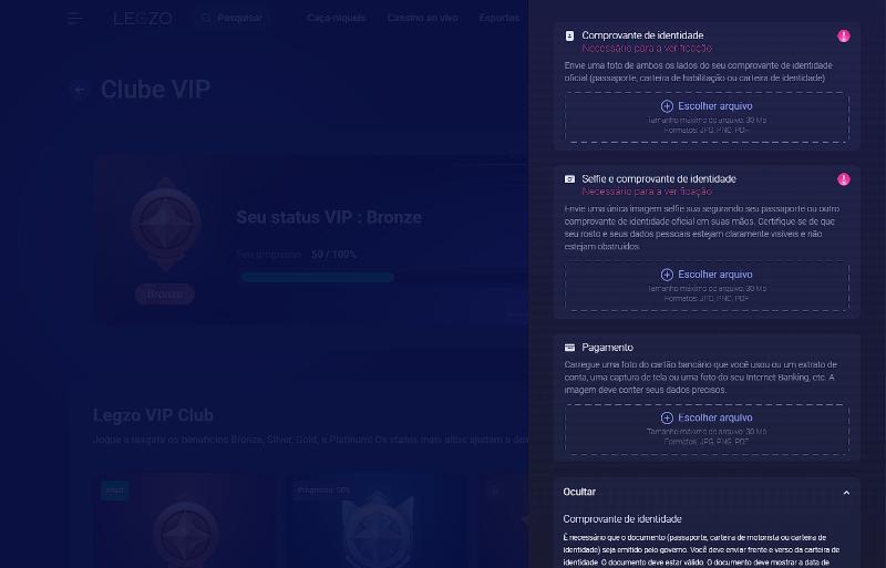 Legzo Casino verificação de conta