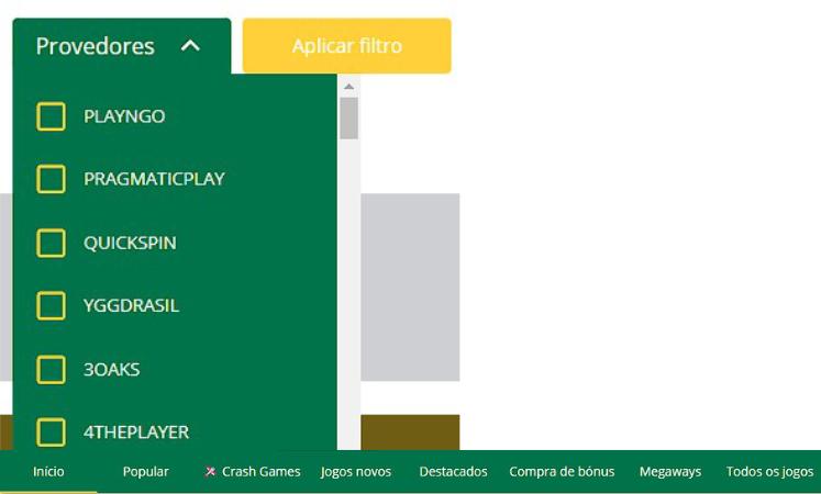 QBet filtros e categorias de pesquisa