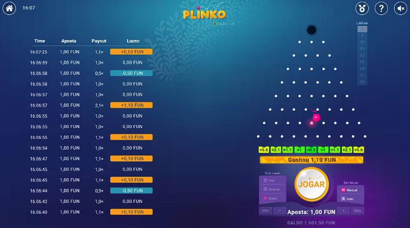 QBet casino: jogo crash Plinko