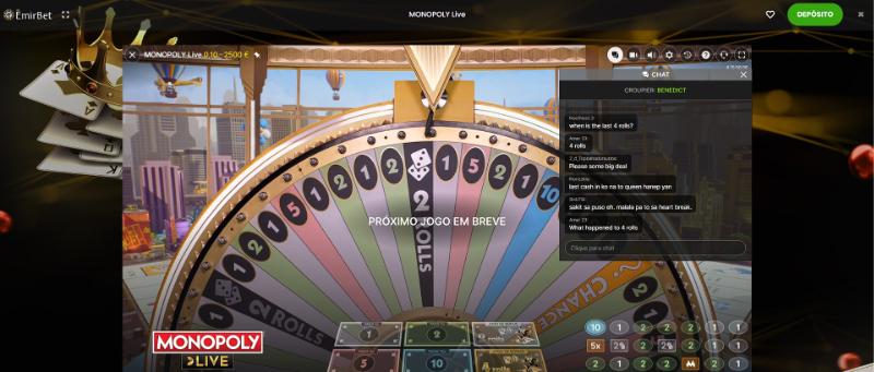 EmirBet casino ao vivo monopoly live