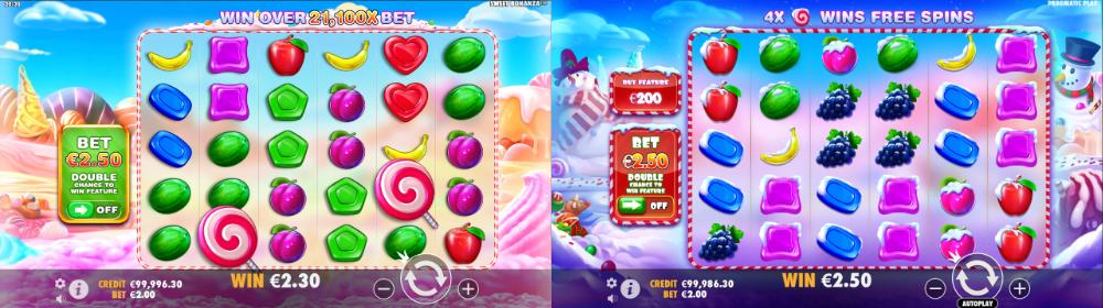 Comparação da slot Sweet Bonanaza tradicional com a versão de natal