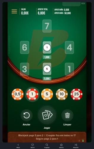 Blackjack Evolution na app de casino